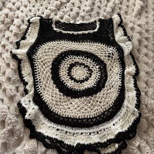 Zara Black and White Crocheted Tank Top